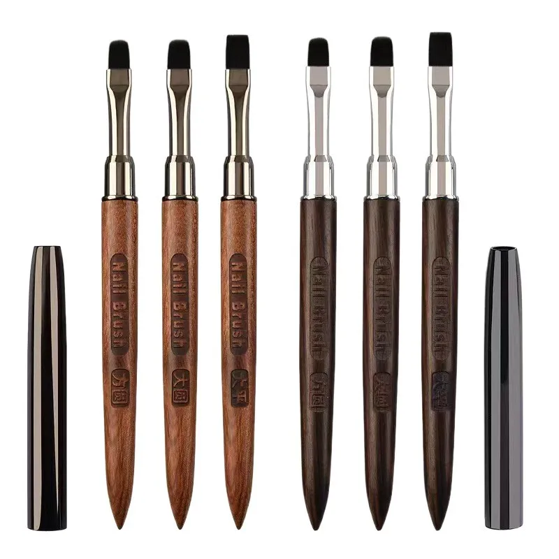 Conjunto de escova de arte de unha de sândalo com grande cabeça plana redonda círculo quadrado caneta de fototerapia para cola de extensão de artista de unhas especial