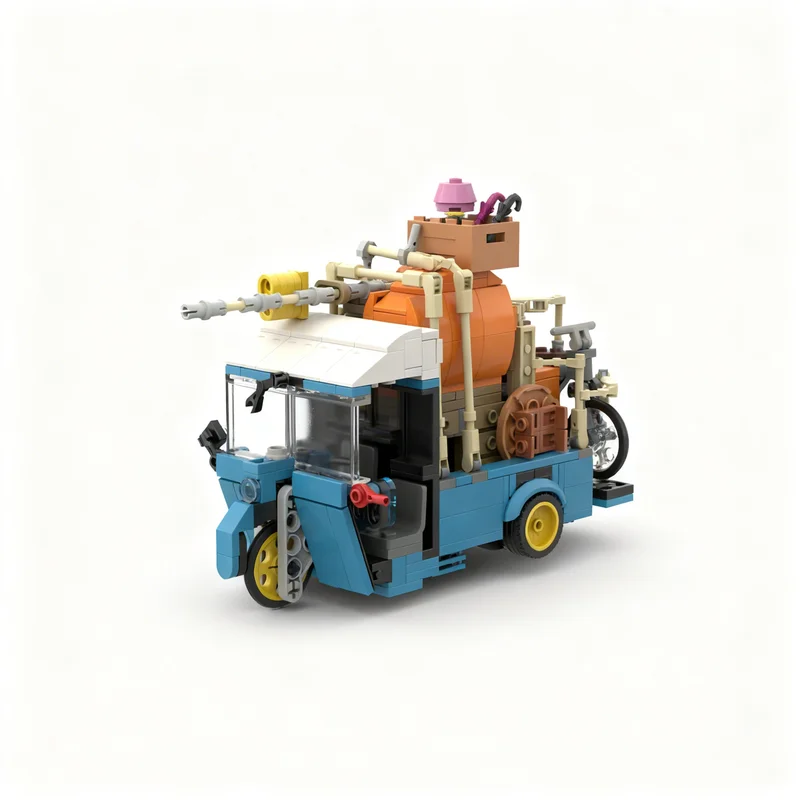 

539PCS MOC Technology Totoro Moving Tricycle Truck Model DIY Creative Assembly Building Blocks Display Birthday Gift Decor Set
