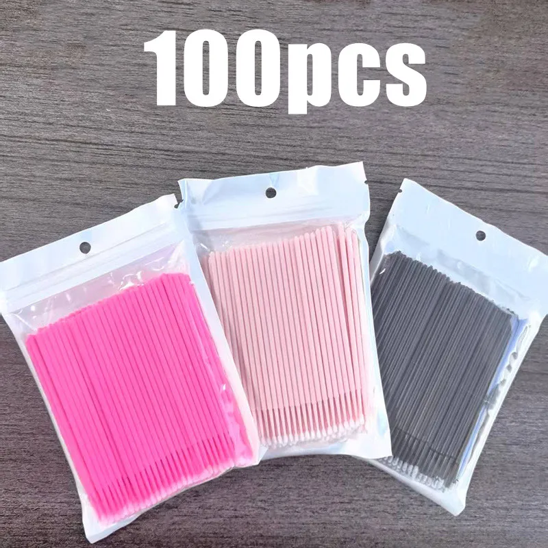 

100 шт./упаковка, мини-ватные палочки для макияжа и очистки ресниц, для легкого и точного нанесения клея для наращивания ресниц.