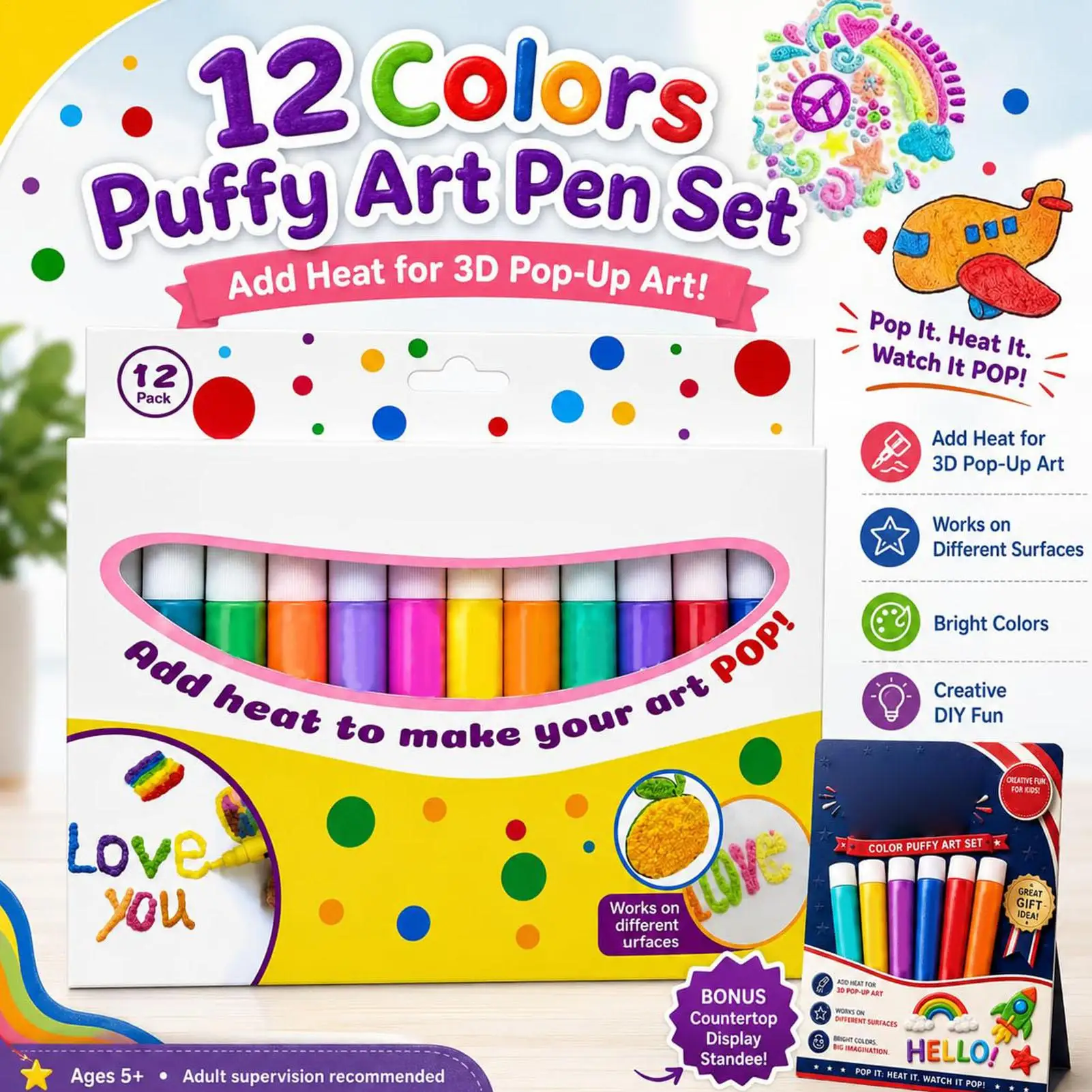 DIY Bubble Popcorn Drawing Pens 3D Magic Puffy Effect Drawing Pens Safe Pen Greeting Birthday Cards Handmade Kids Gifts