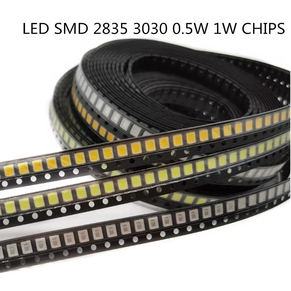 500PCS SMD LED 2835 5730 Chip 0.5W 1W 3V 6V 9V 18V 30V Beads Light White 4000K 120LM Surface Mount PCB Light Emitting Diode Lamp