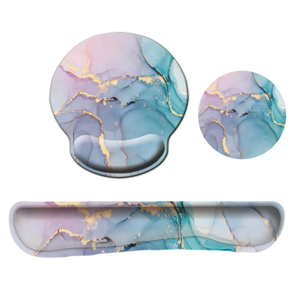 3Pcs/Set Comfortable Keyboard Wrist Rest Set Non-Slip Base with Wrist Rest Wristband Mouse Mat Ergonomic Soft