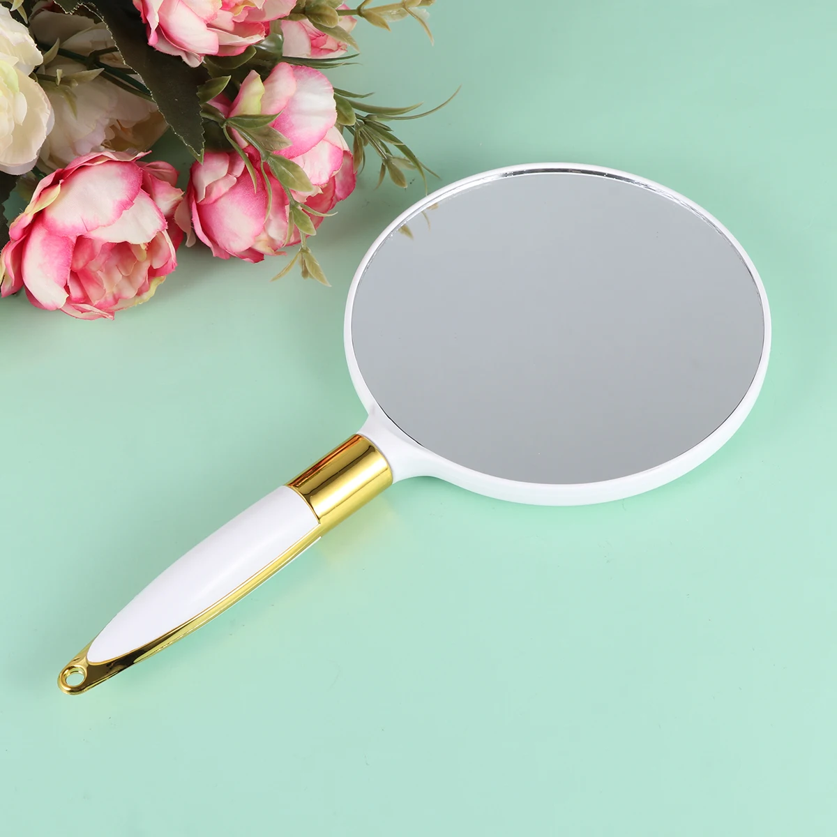 

Green Round Vintage Makeup Mirror Handheld Compact Portable Mirror Clear Surface Lightweight Stylish Makeup Accessories