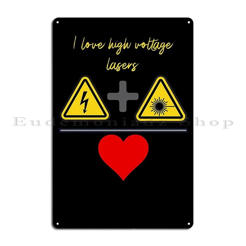 I Love High Voltage Lasers Text Plushytamer Metal Plaque Print Mural Garage Garage Garage Tin Sign Poster