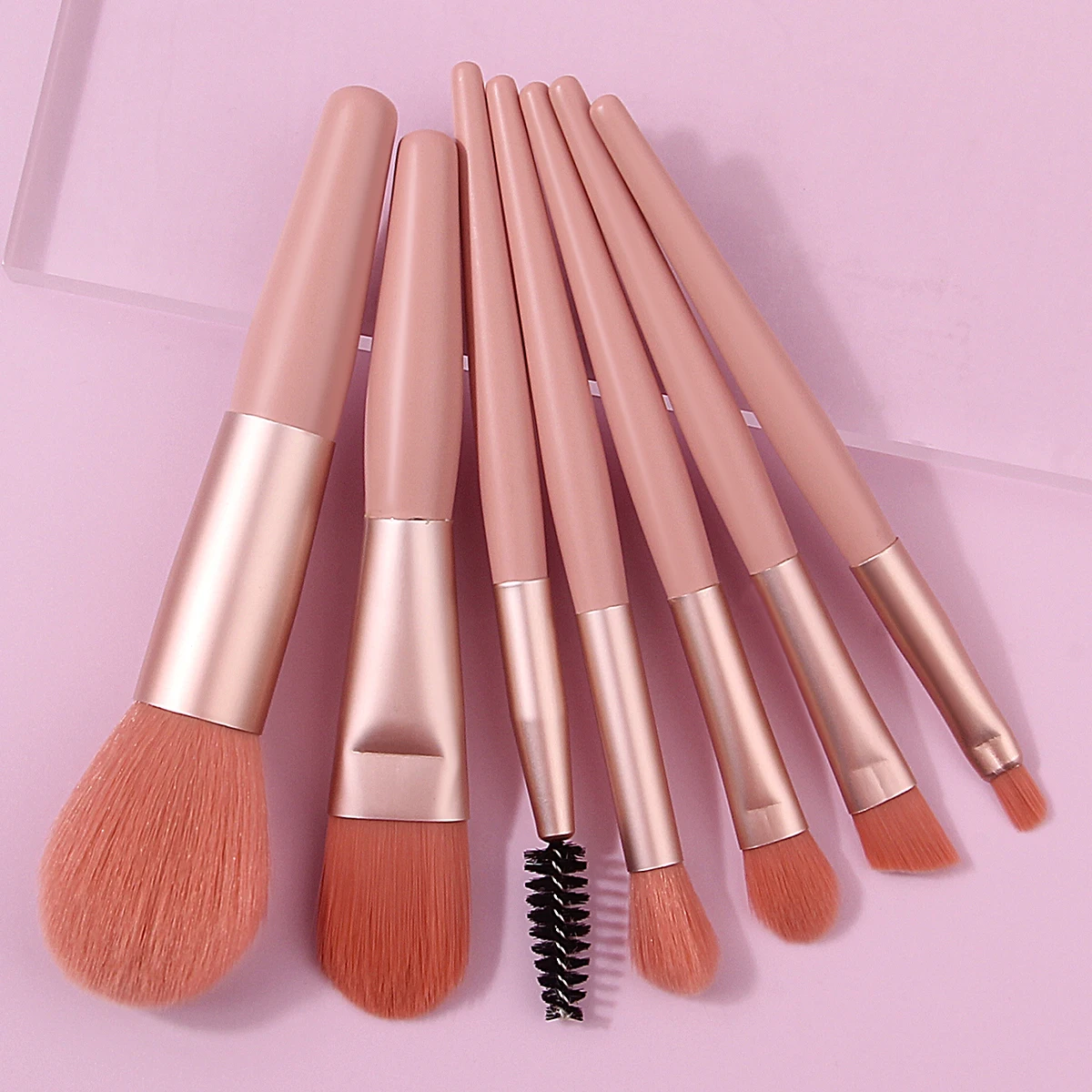 7PCSポータブルミニメイクブラシセット：ルースパウダー、チーク、輪郭を整えるブラシ、複数の柔らかいブラシヘッド、初心者向けのメイクツール
