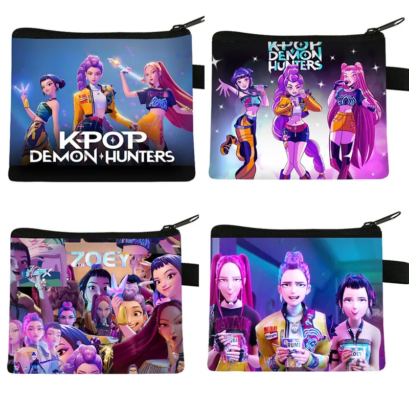 KPOP Demon Hunters personnages d'anime Rumi Zoey Mira mignon Mini porte-monnaie sac portefeuille de rangement pour enfants cadeaux d'anniversaire de noël