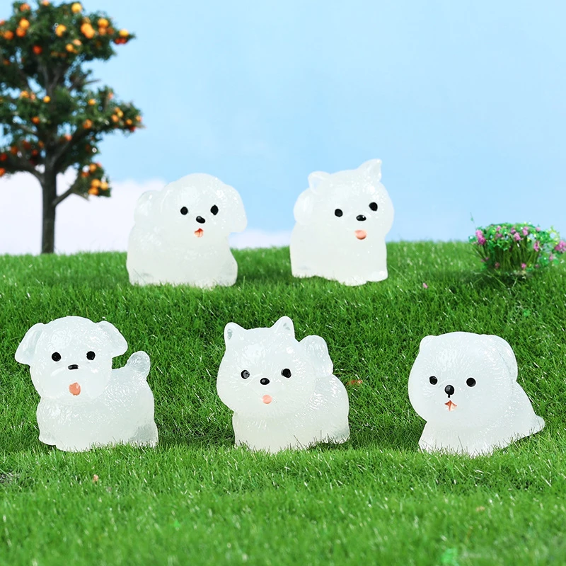 Luminous Puppy Mini Figurine Micro Landscape Decoration Cute Cartoon Puppy DIY Miniatures Home Decoration Accessories Gifts