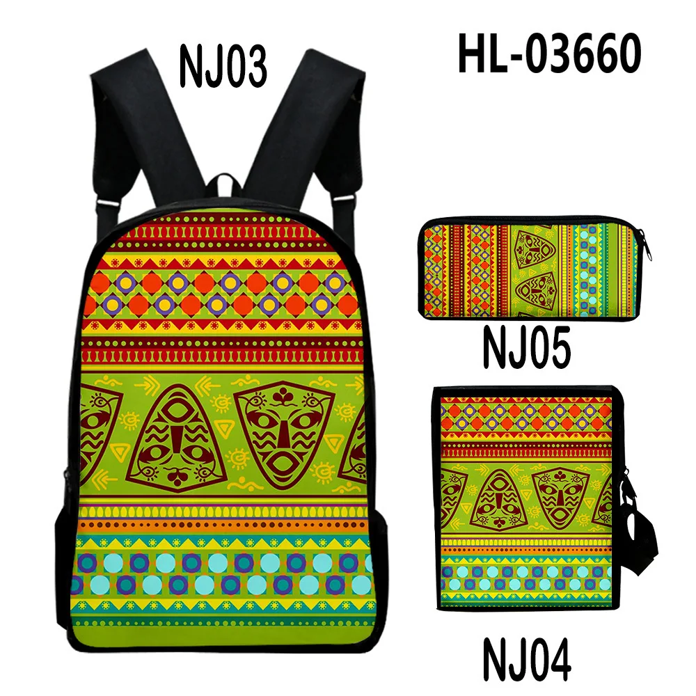 Harajuku Youthful Ethnic style 3D Print 3pcs/Set Student Travel bags Laptop Daypack Backpack Shoulder Bag Pencil Case