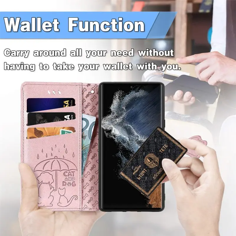 Magnetic Flip Case Wallet Card Phone Cover For Doogee X98 X96 S88 N40 Pro N30 Cat Dog Pattern Phone Case