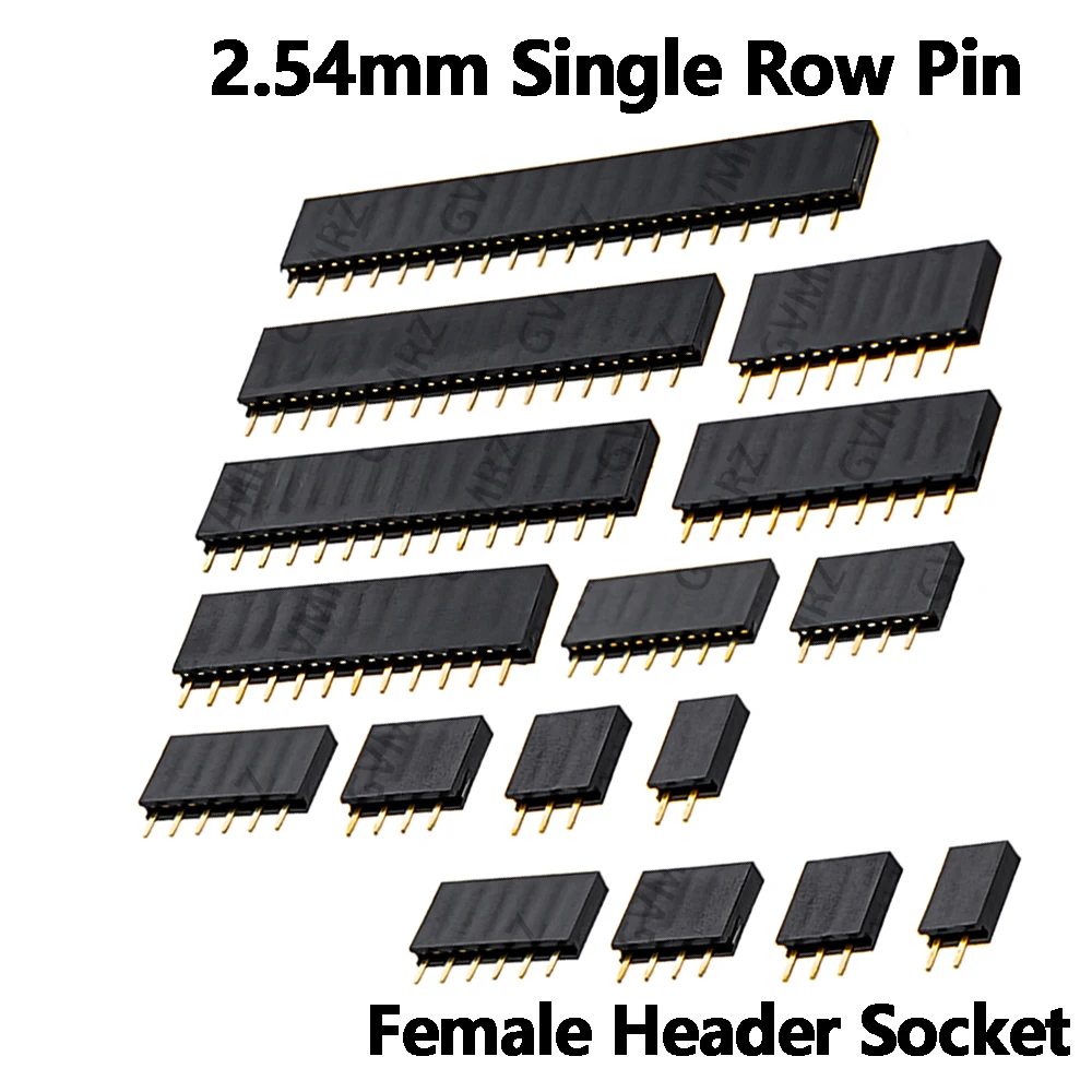 10PCS 1*2p 3p 4p 5p 6p 7p 8p 12p 14p 16p Pitch 2.54mm Single Row Pin Female Header Socket 20p 22p 40p Pin Connector 18p 9p 10p