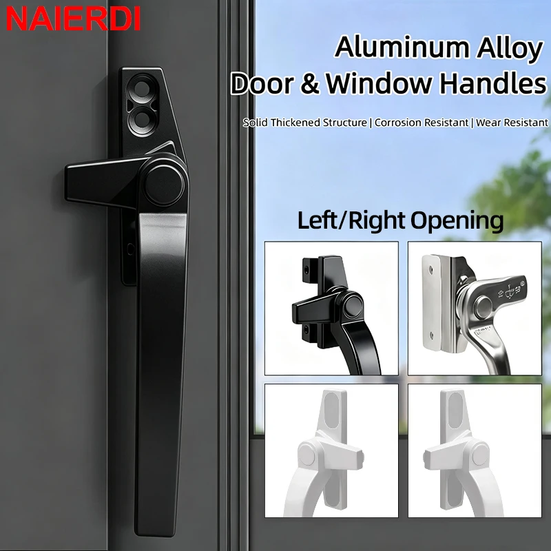 NAIERDI Glass Window Handle Lockable Aluminum Alloy Casement Window Lock Security Door Window Knob Anti-theft Latch Lock