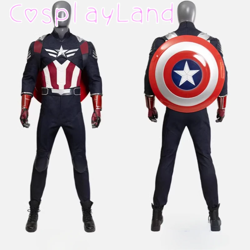 Superhore Captain Cosplay Costume Coat Pants and Shield Falcon Sam Wilson Men Suit Halloween Carnival Comic con Masquerade