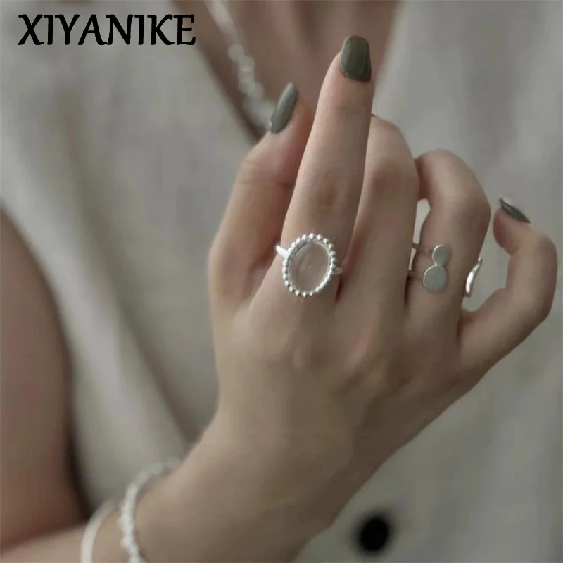 XIYANIKE Transparent Oval Crystal Adjustable Finger Rings For Women Girl Sweet Fashion New Jewelry Gift Party Wholesale кольцо