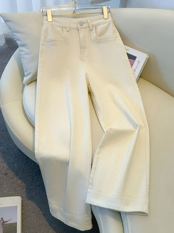 

Широкие джинсы с высокой талией, женские весенне-осенние 2024, новые легкие брюки свободного покроя прямого кроя, дышащие повседневные джинсы