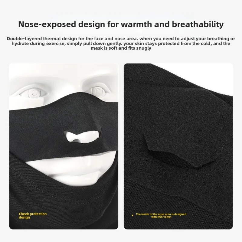Autumn Winter Outdoor Wool Breathable Nose Hole Ski Mask Windproof Thickened Multifunctional Neck Warmer Riding Face Mask