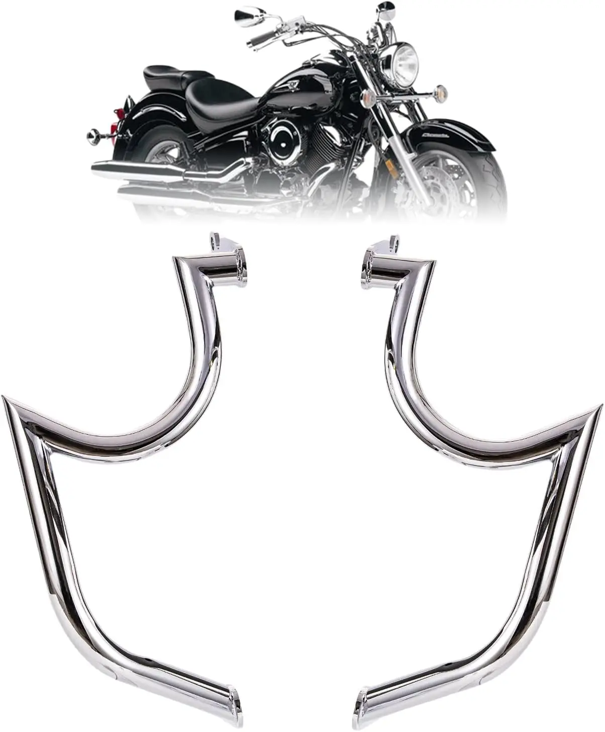 Engine Guard Highway Freeway Crash Bar for Yamaha Vstar Xvs 1100 Classic Custom Silverado (Mustache Silver)