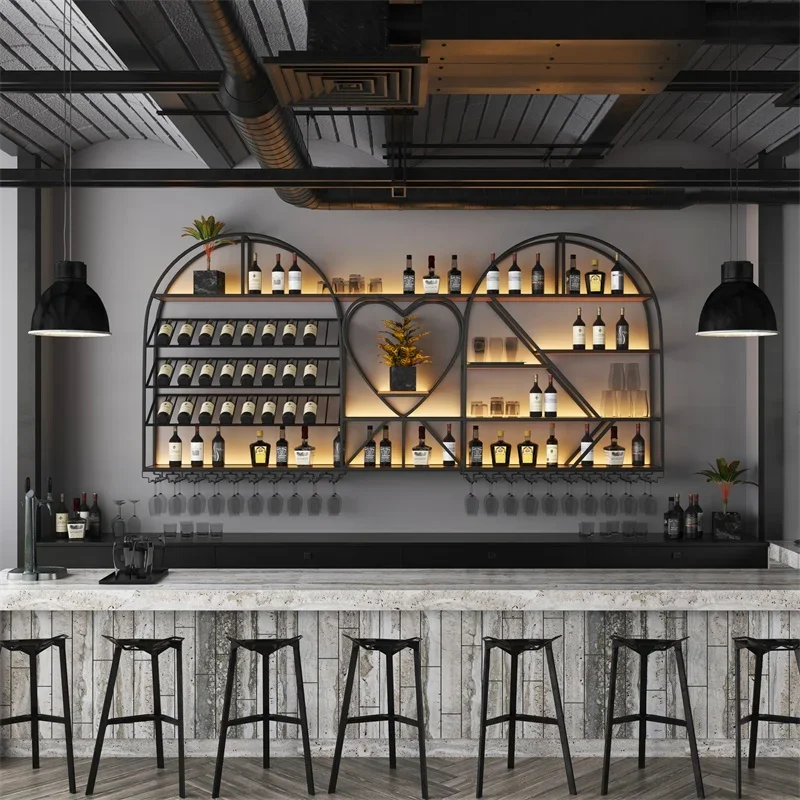 

Bottle Corner Display Wine Cabinets Bar Liquor Shelf Holder Buffet Wine Rack Metal Drink Modern Adega Barzinho Display Cabinet