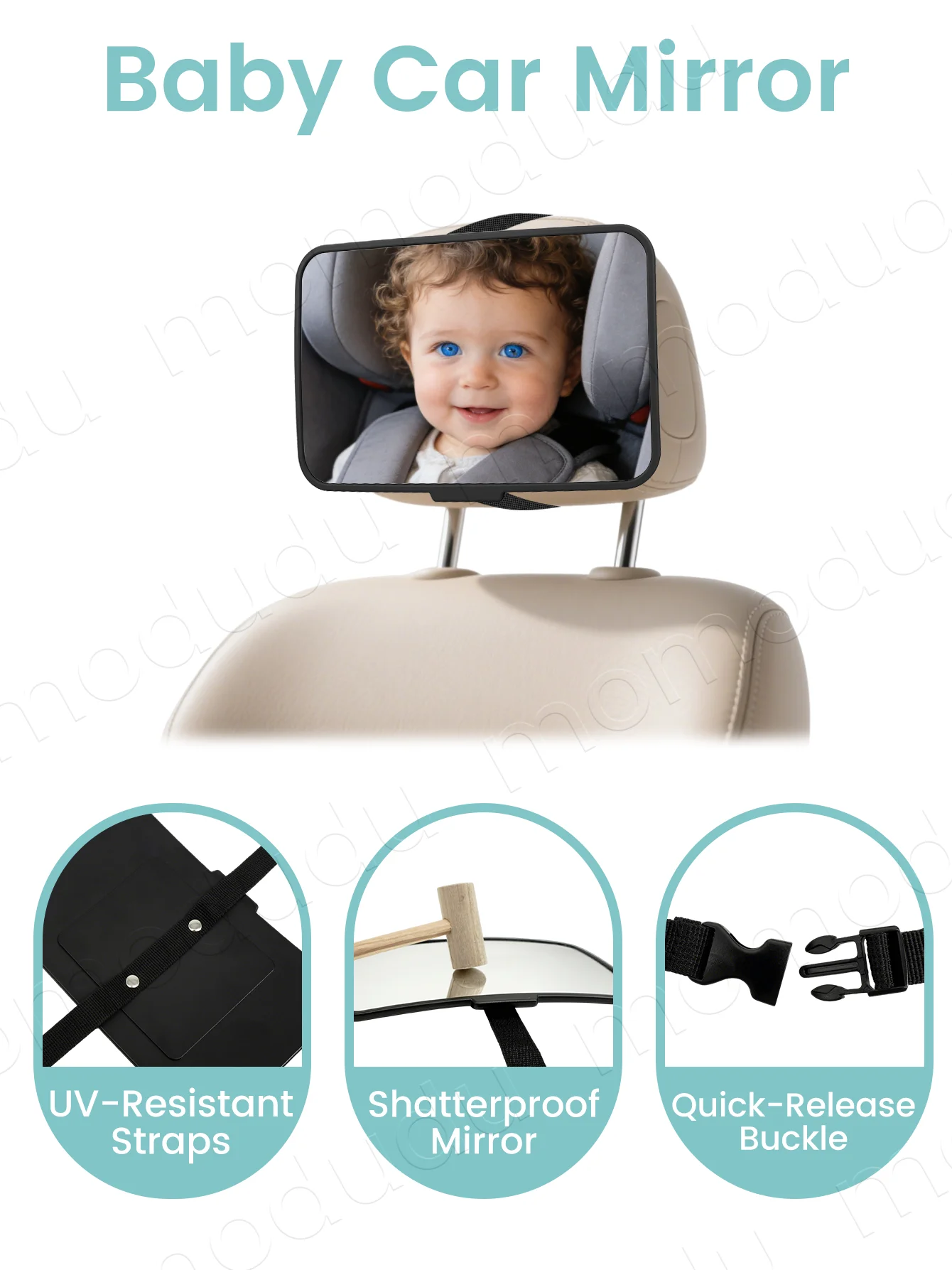 Picture 4: M-Size Adjustable Wide-Angle Car Seat Mirror, Headrest Mount Safety Monitor for Rear-Facing Baby & Child