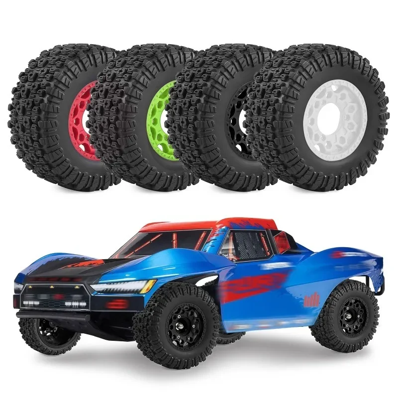 

1/10 Short Course Truck Wheel & Tire Set with Multi-Hex Adapters (12mm/14mm/17mm) - for ARRMA Senton/TRX Slash RC Car