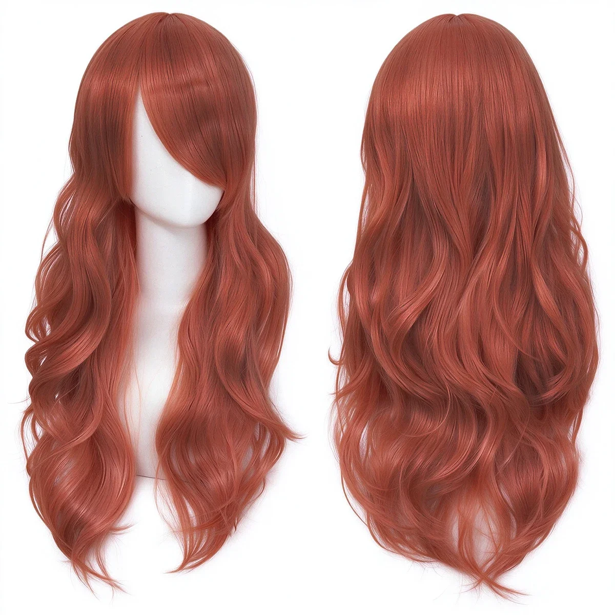 Synthetic Hair Dark Orange Wavy Lolita Cosplay Wig Anime Asuka Langley Soryu Wigs Halloween Orihime Inoue Costume Wig for Women