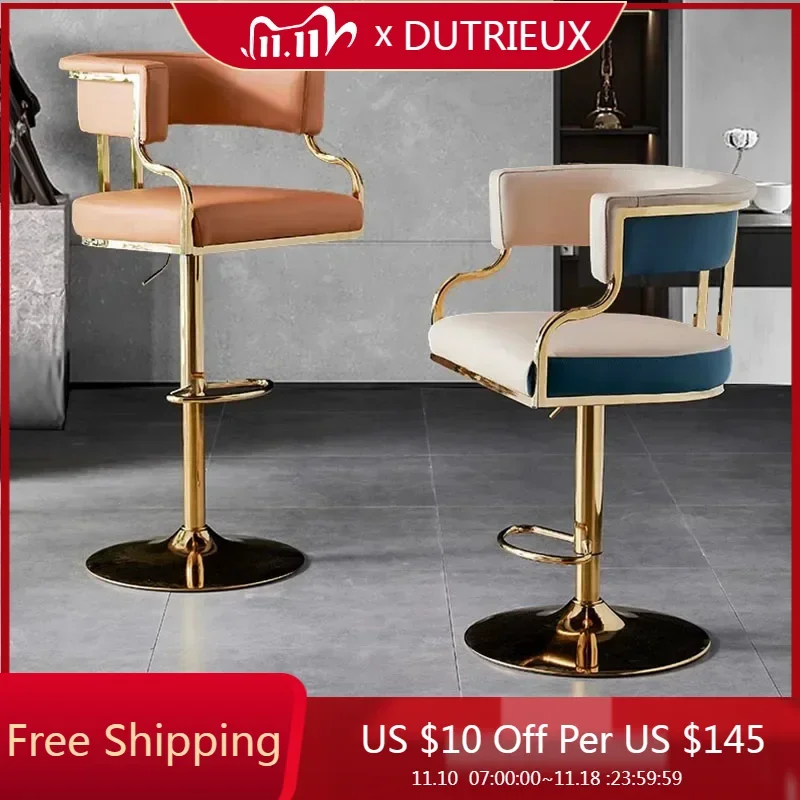 

Adjustable Lounge Bar Chairs Modern High Back Luxury Swivel Bar Stool Counter Height Leather Tabouret De Bar Accessories