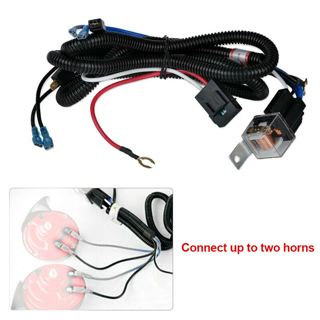 12V / 24V Horn And Wire Harness Relay for Car Grille Assemble Blast Sound , Total Length 170cm Auto Spare Parts