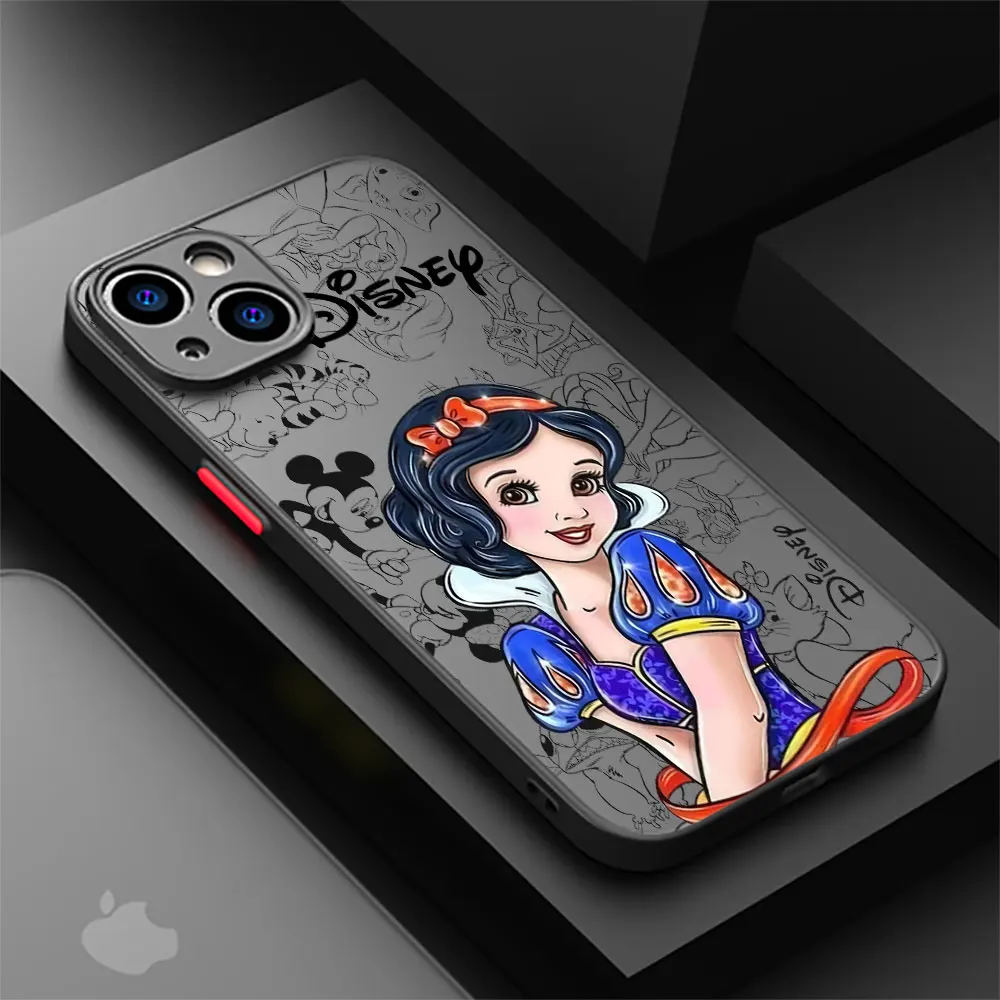 Case For Apple iPhone 11 13 15 14 Pro Max 12 Mini 7 8 Plus XR X XS XE 6 6S Skin Feel Scrub Phone Cover Princess Disney Shell