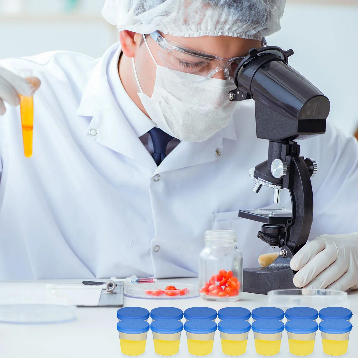 50 Pcs Urine Test Cups Sample Testing Accessories Scale Graduated Labs Thickenen