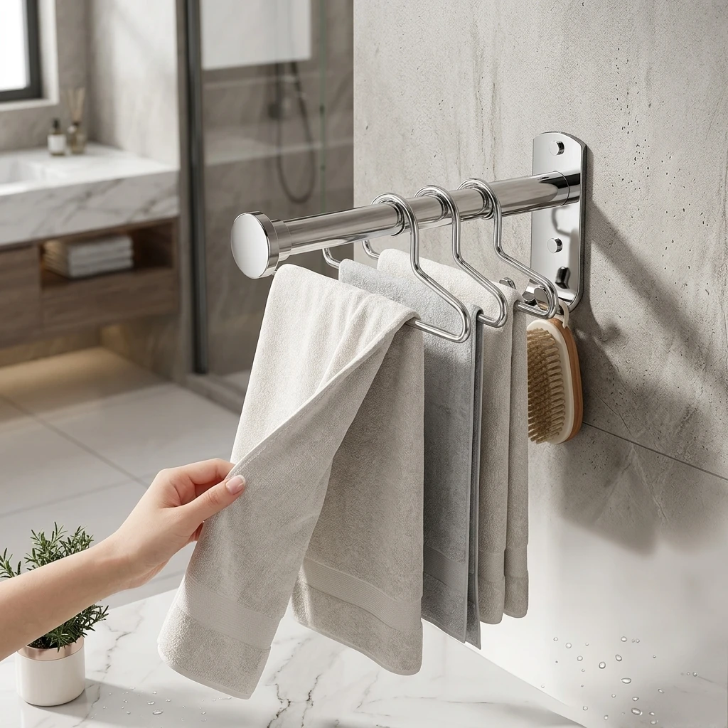 Telescopic Clothes Rods Storage Pole Polished Stainless Steel Clothes Rod for Bathroom Kitchen Wall Mounted Towel Hanging