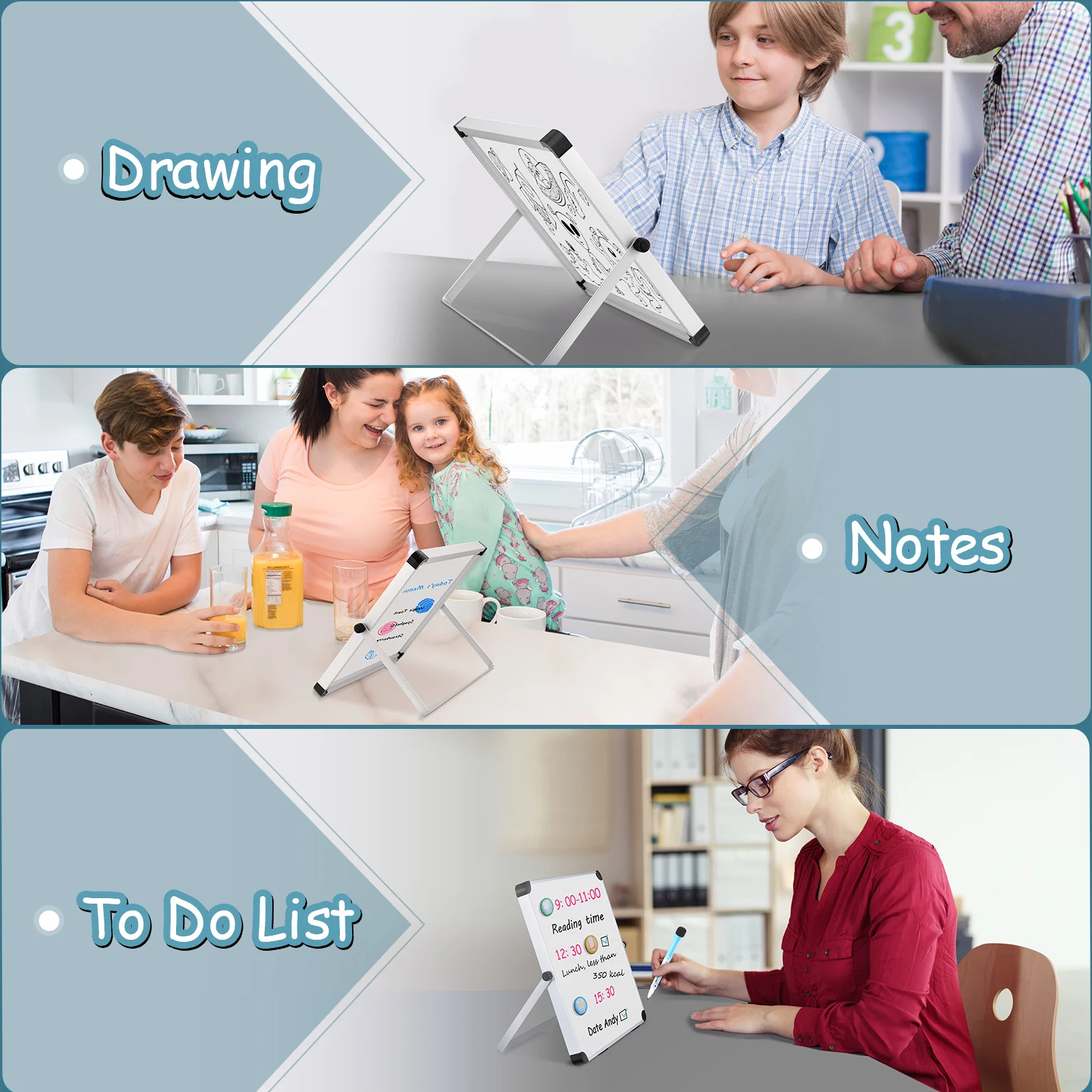 Dry Erase Board Mini Boards Desktop Whiteboard Home Office with Stand Lap Double-sided