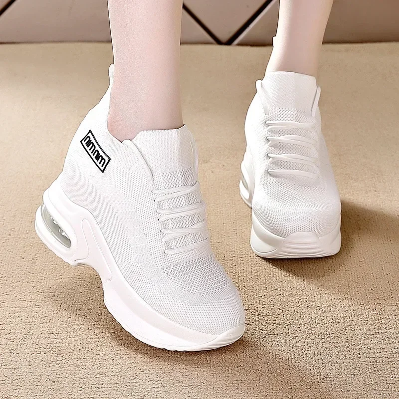 Super Thick Sole High Elevated Sneakers Women  New Mesh Breathable Women\'s Shoes Comfortable Casual Shoes for Women 2024