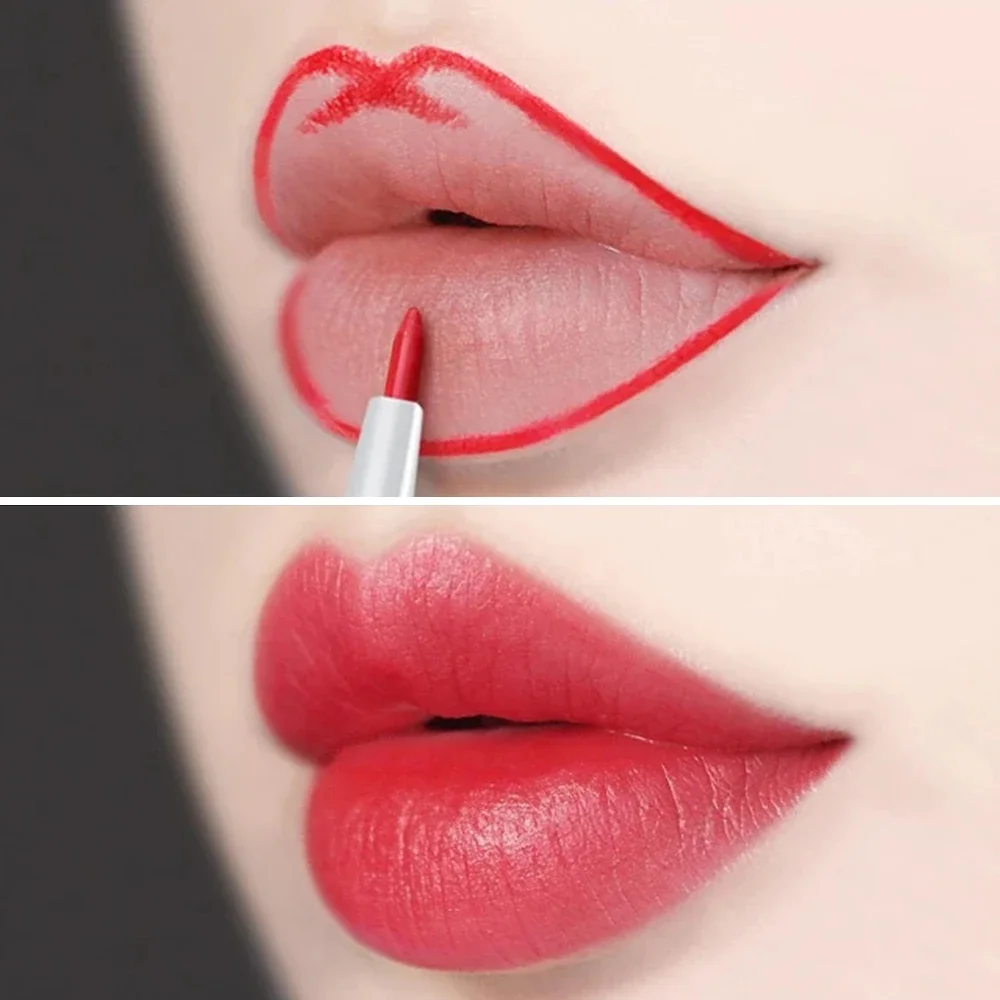 Lápis de batom fosco impermeável, lipliner nu, batom de contorno, copo antiaderente duradouro, maquiagem sexy, vermelho, cosméticos rosa