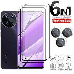 6-in-1 For OPPO Realme 11 4G Glass Realme 11 4G Tempered Glass 9H HD Full Cover Glue Screen Protector Realme 11 4G Lens Glass