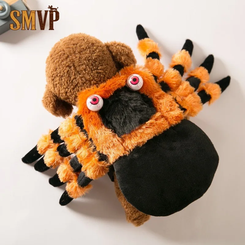 Halloween Pet Spider Costume Furry Simulation Spider Outfit for Small Dogs Cats Scary Cosplay Clothes for Holiday Party Dress Up