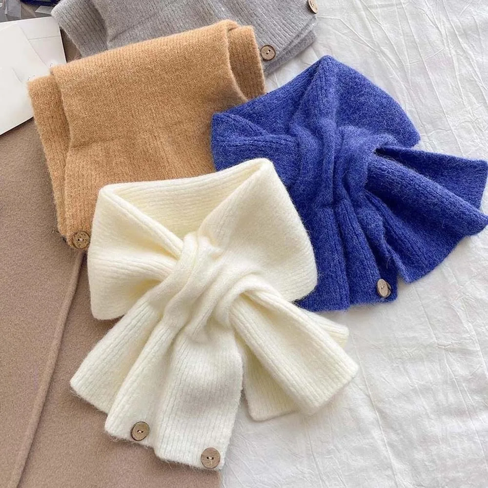 Thickened Solid Color Scarf Thermal Tippet Skin-friendly Yarn Korean Style Neckwarmer Adjustable Fit Compact Design