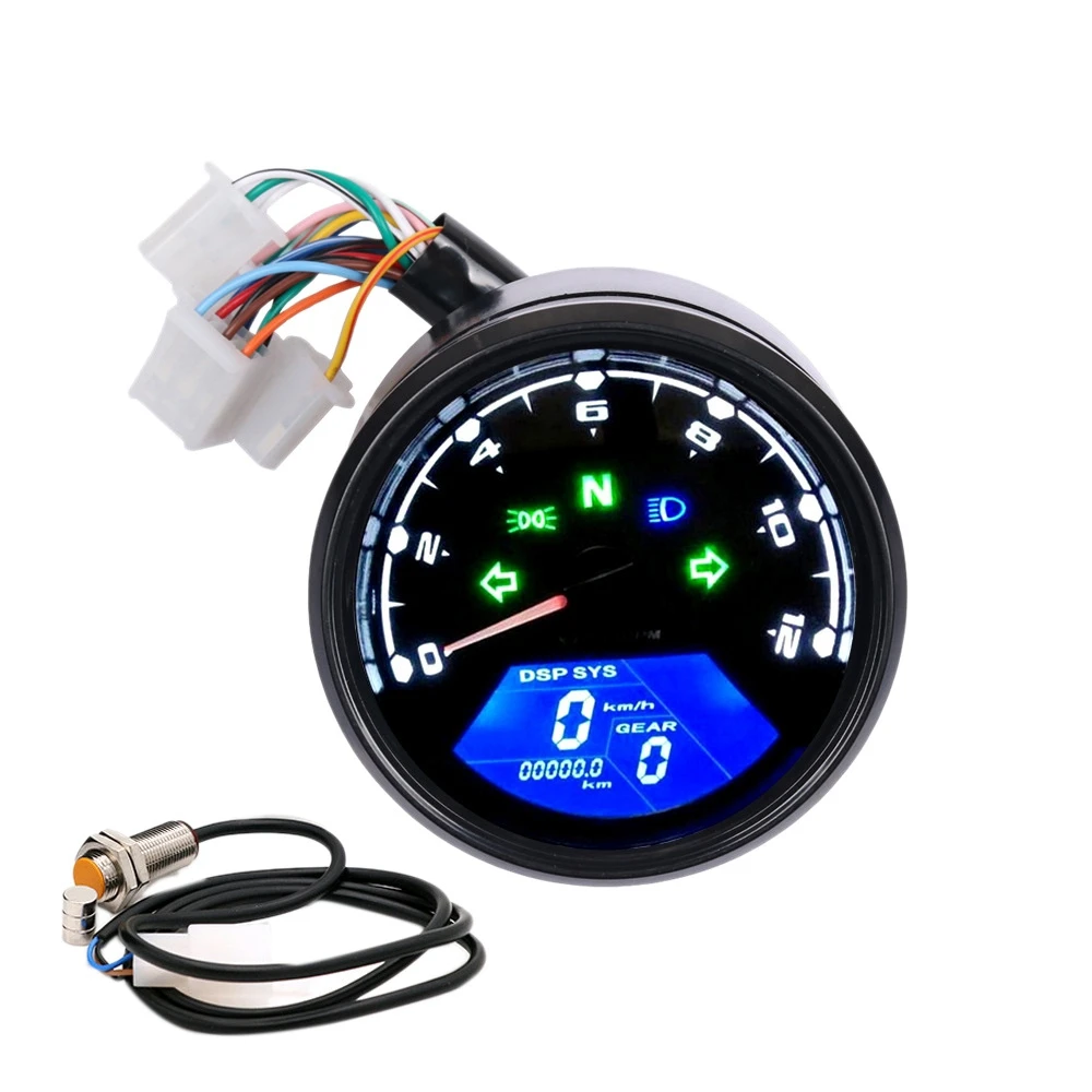 Motorcycle Instrument LCD Instrument Odometer Tachometer Speedometer Digital LCD Oil Gauge with Induction Sensor