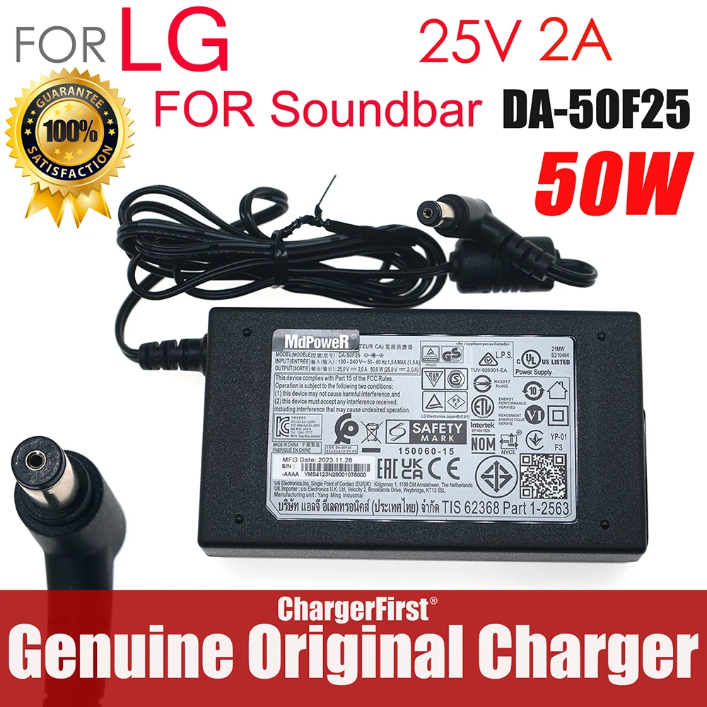 25V 2A 50W AC Adapter Power Charger for LG Wireless Sound Bar SP8YA SN6Y SP8YA SPD75A LAS750M LASC58R SNC5A SLM4R SLM3D DA-50F25