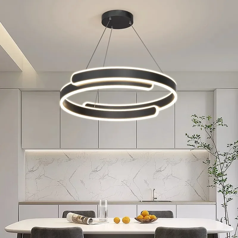Simple Double Layer Led Pendant Light Circle Living Dining Room Chandelier Lighting Dimmable Bedroom Hanging Lamp Fixtures