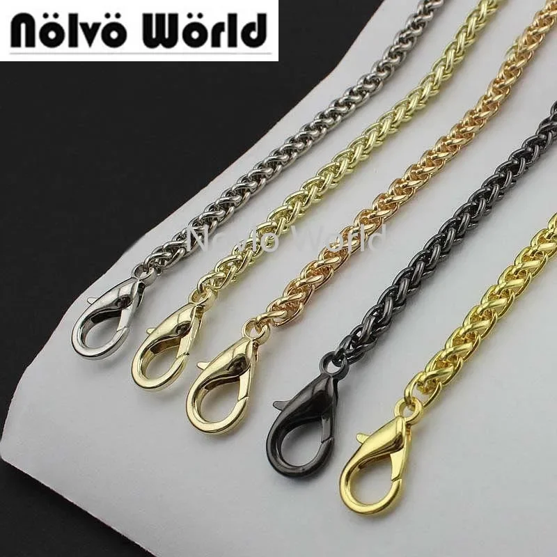 

1-5-10 pieces,5mm wide bushy wheat chains, total 60-130cm with 2 lobster clasp for replace purse small chain strap