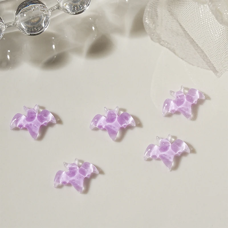 10Pcs Spider Bat Nail Art Resin Rhinestones Mix Colors Floral Nail Art Charms Bat Shaped Manicure Supplies