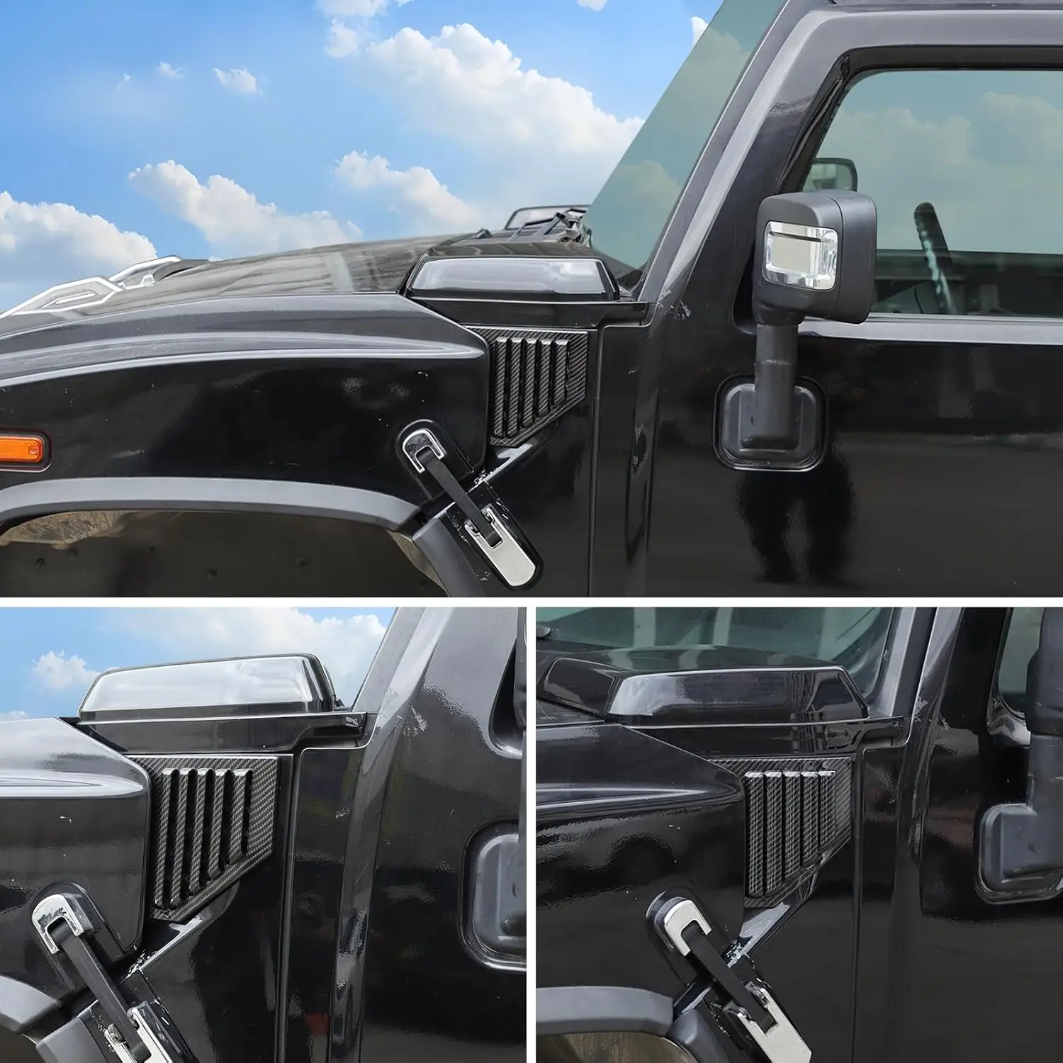2 PCS ABS Front Hood Side Vent Intake Covers Accessories Bezel For Hummer H2 SUT SUV 2003-2009 Car Moulding Scoop Trim