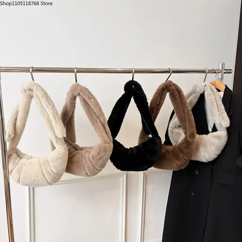 

Fashion Velvet Soft Solid Color Zipper Hobos Simple Crossbody Bags Casual Versatile Women's Handbags