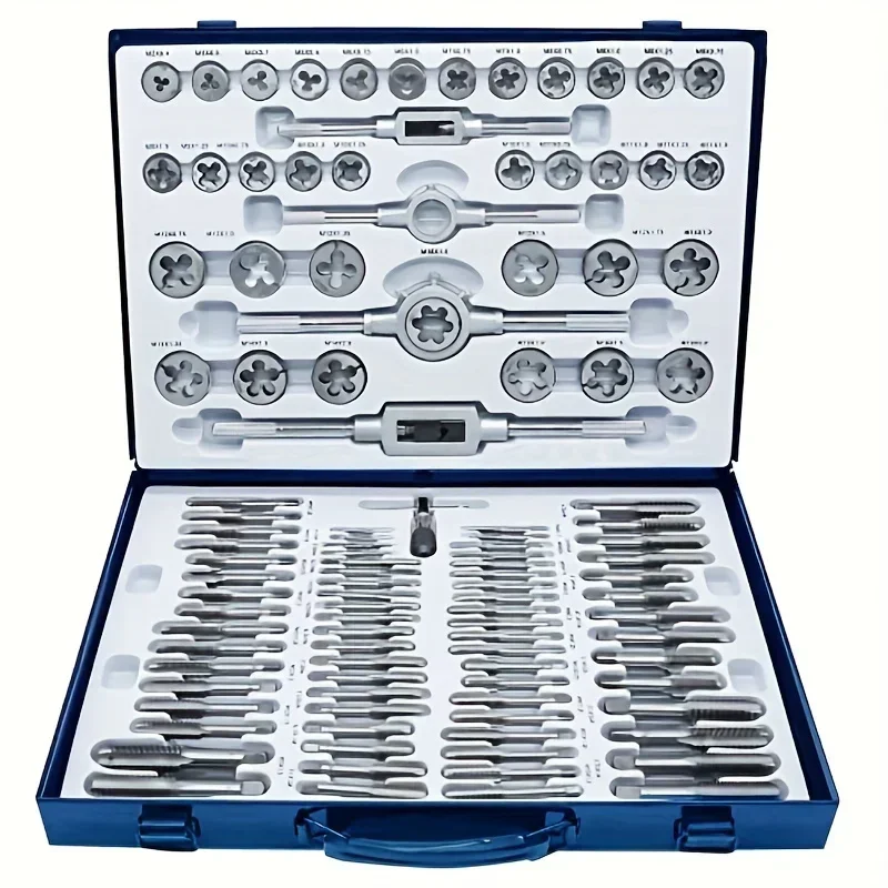 Industrial grade iron box wire 110-piece tap and die set, metric size standard thread tool tapping and tapping hand set