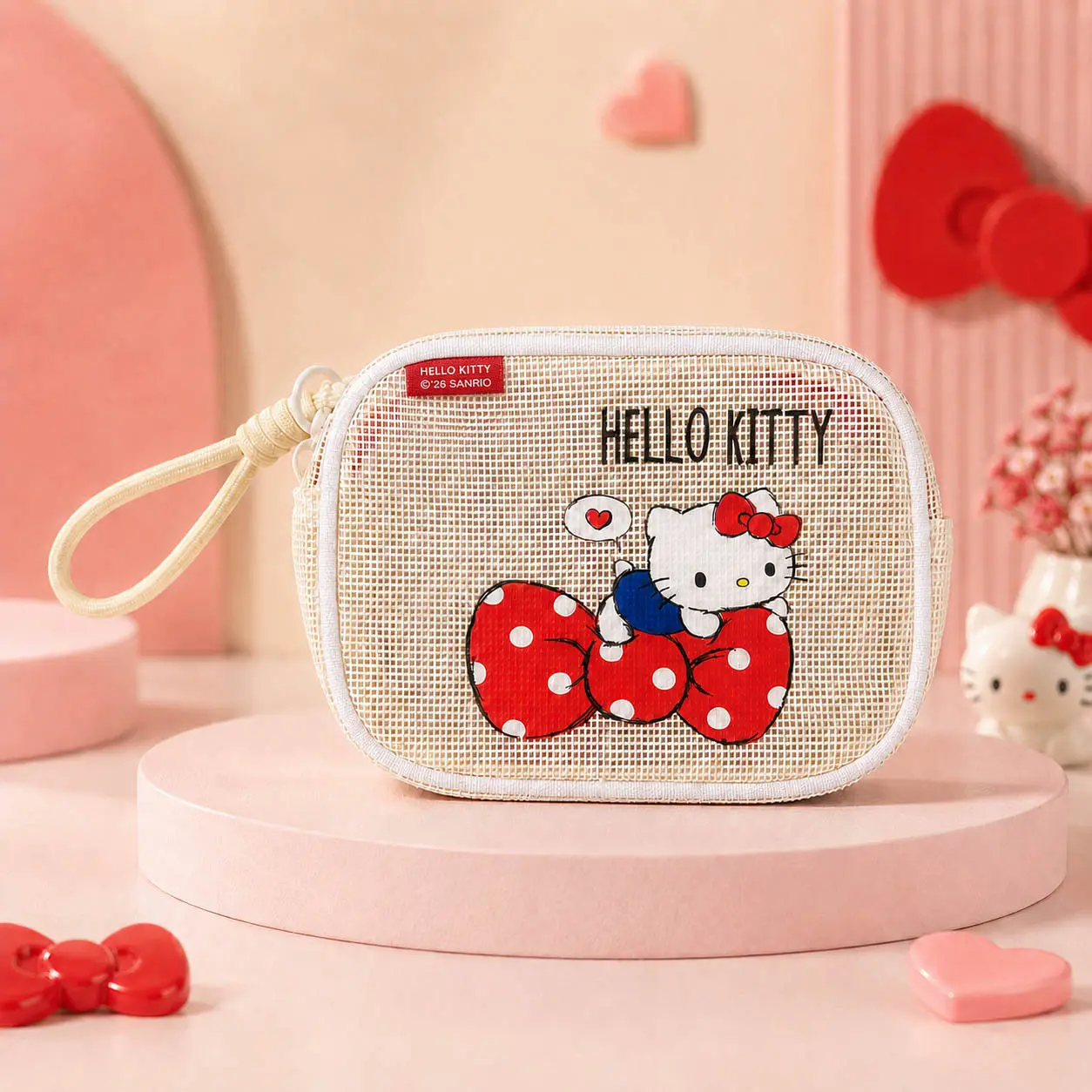 Sanrio Hello Kitty My Melody Kuromi PVC Mesh Cosmetiktas, Draagbare Handtas voor Make-up, Reistoilettas Organizer Opbergtas
