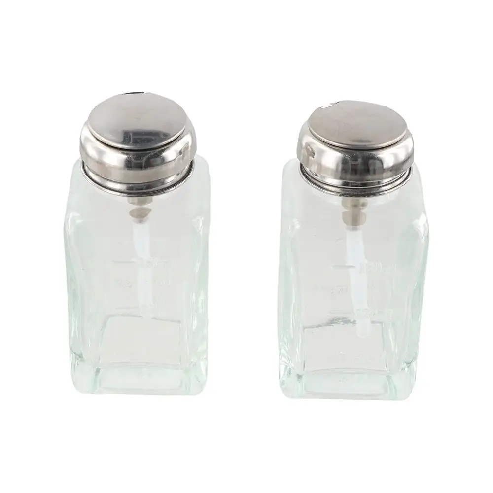 180ml/120ml Nachfüllbare Glasflasche mit Druckpumpe, quadratisch, klar, verdickte klare Nagellackentfernerflasche, Gesichtswasserflasche – Detail 5