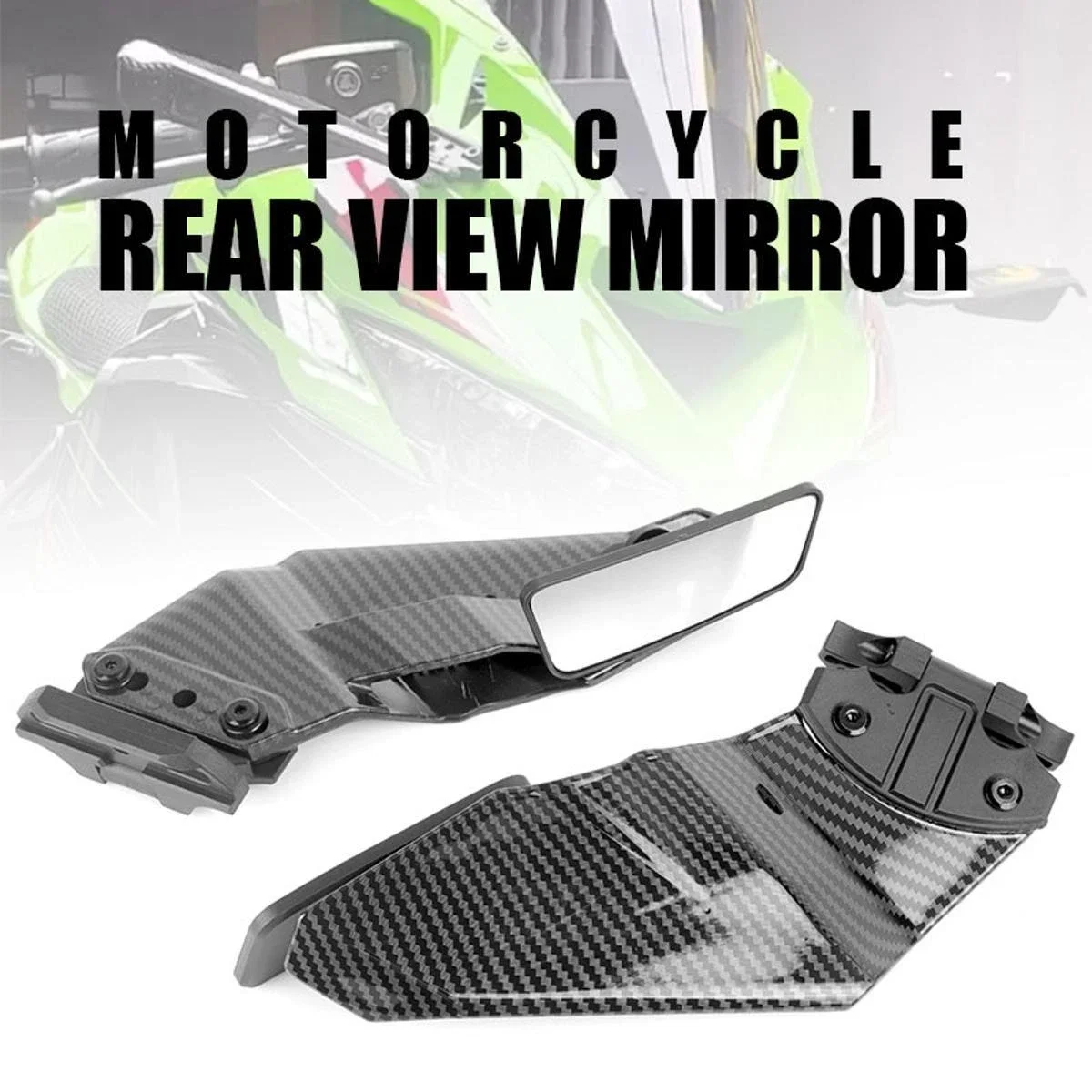 1-ペアホンダ-cbr500r-cbr400r-cbr650r-カーボンファイバーオートバイサイドミラーウィングレット風翼調整可能な回転バックミラー