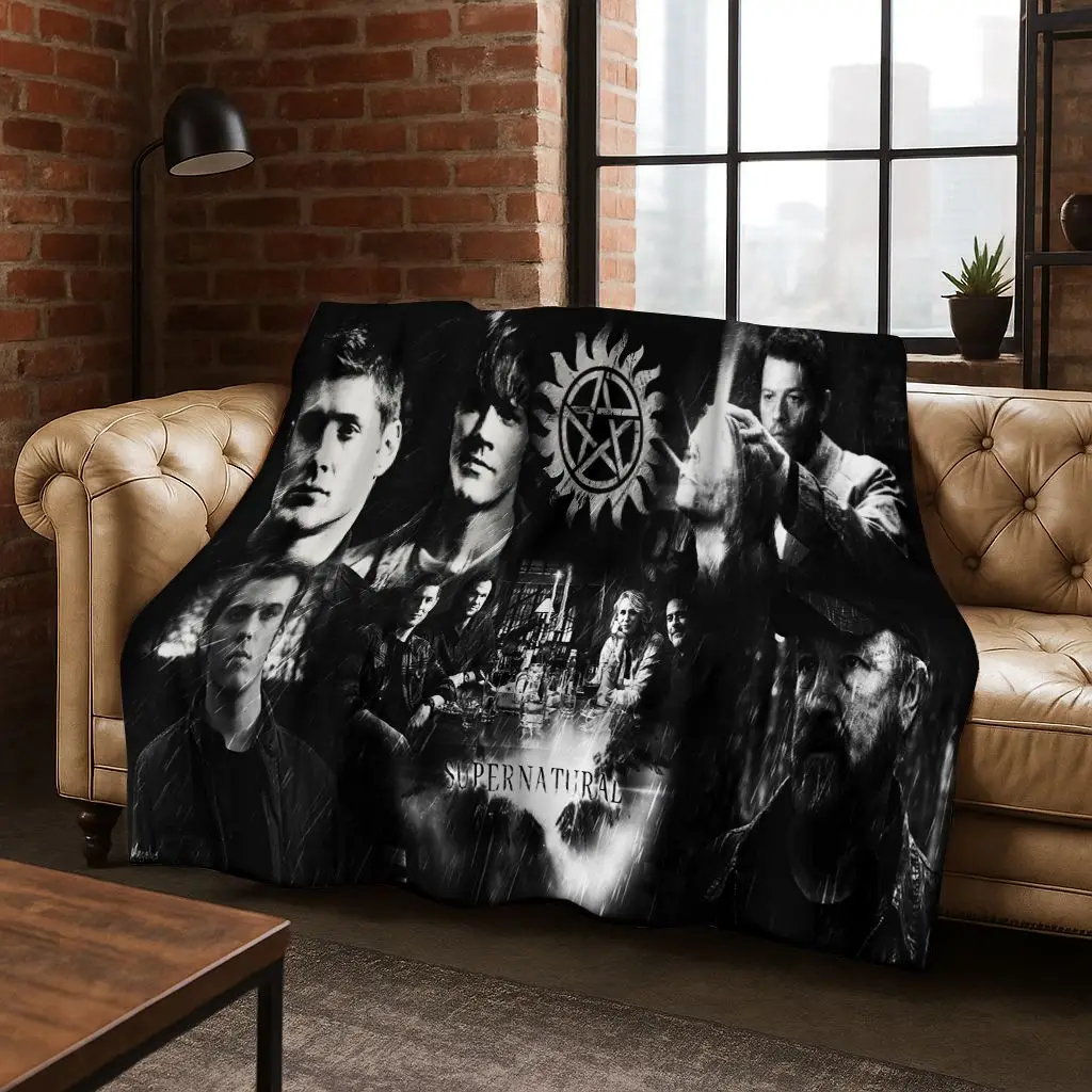 SPN خارق دين سام وينشستر كاستيل الفانيلا بطانية ، دافئ لينة رمي بطانية للمنزل غرفة نوم غطاء أريكة تتحول لسرير الاطفال هدية