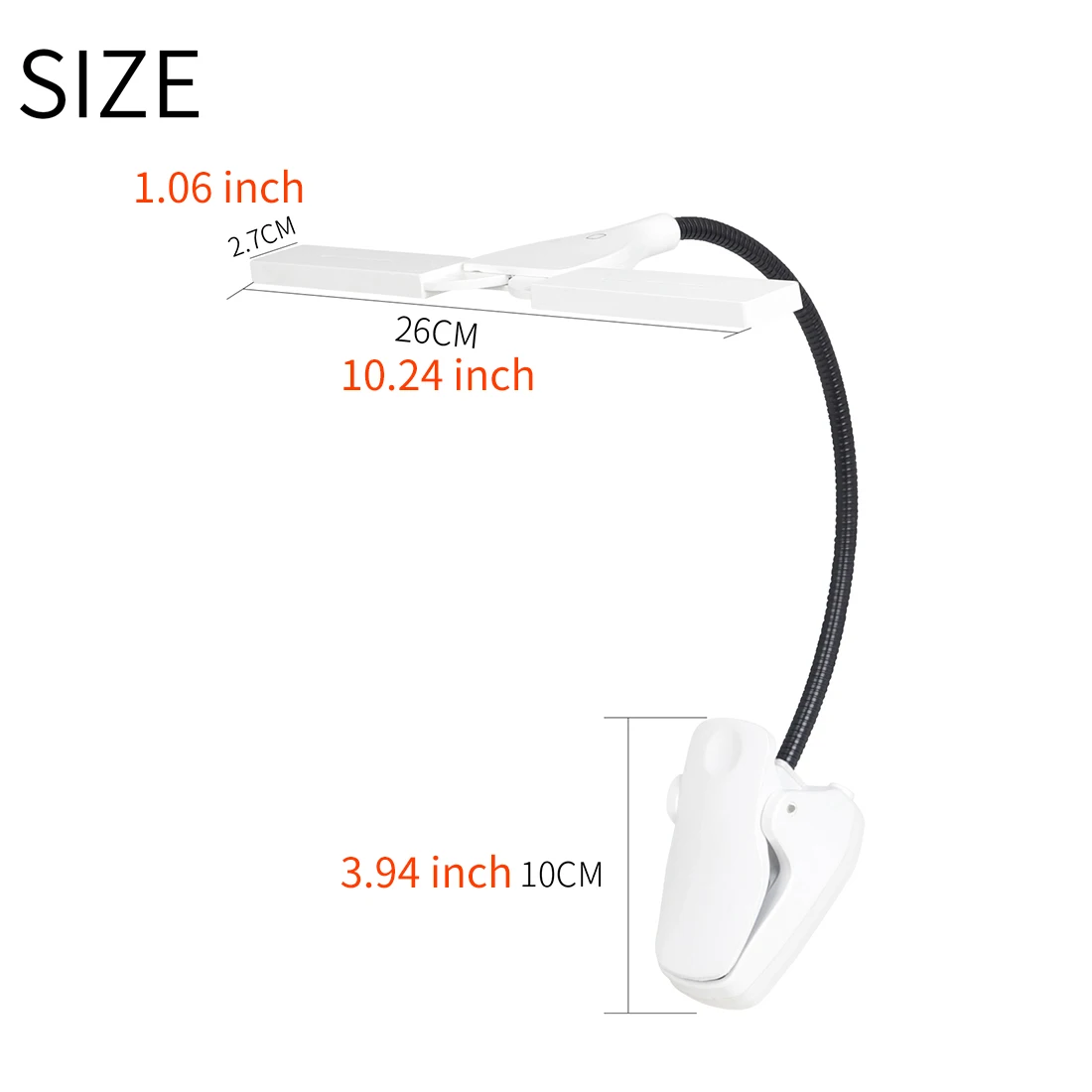 Rechargeable LED Music Stand Light Dual Head Clip On Lamp Flexible Gooseneck Eye Care for Piano Sheet USB Charging Black White