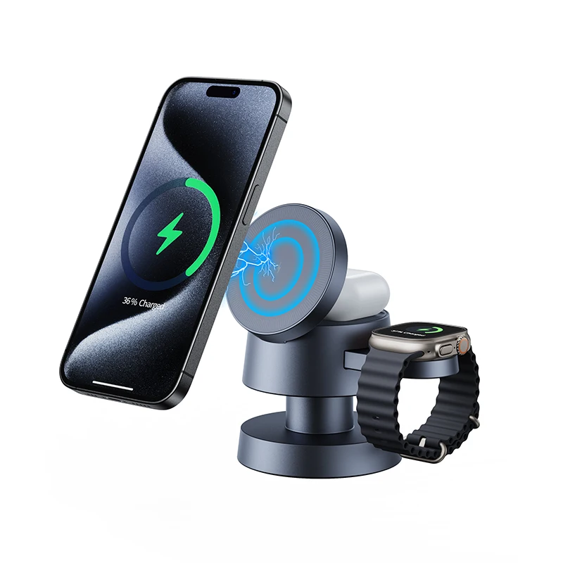 3 in 1 Magnetic Wireless Charger For iPhone 16 15 14 13 12 Fast Charging Station For Apple Watch 10 9 8 7 6 5 4  for AirPods