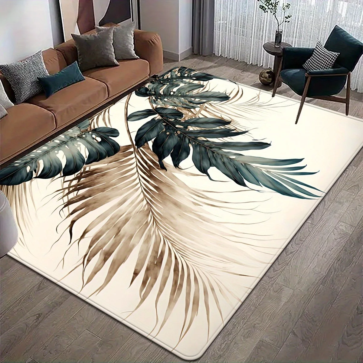 

1PC Leaves Pattern Kitchen Rugs Non-Slip Home Door Mats Pop design Bathroom Rugs Bath Mat Carpet for Home Sink Laundry Decor